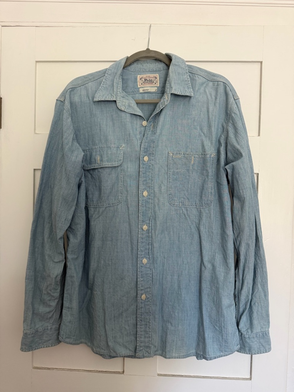 Ralph Lauren Polo Light Chambray Denim Button-Up Shirt Mens L